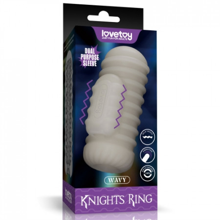 Насадка-мастурбатор 2 в 1 с вибрацией "Knights Ring Wavy"