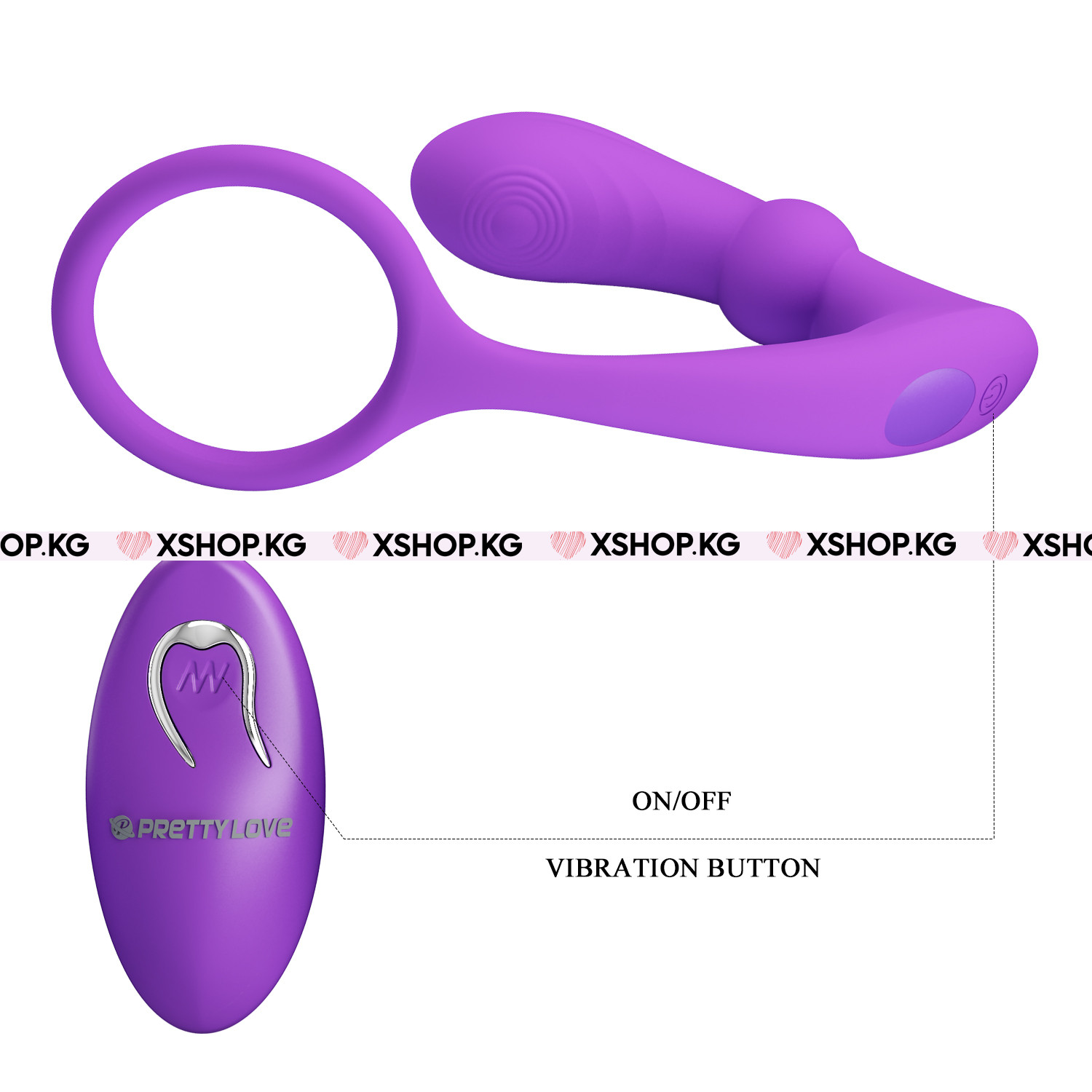 Эрекционное кольцо на член и анальный стимулятор с вибрацией и дистанционным пультом "Pretty Love Warren"