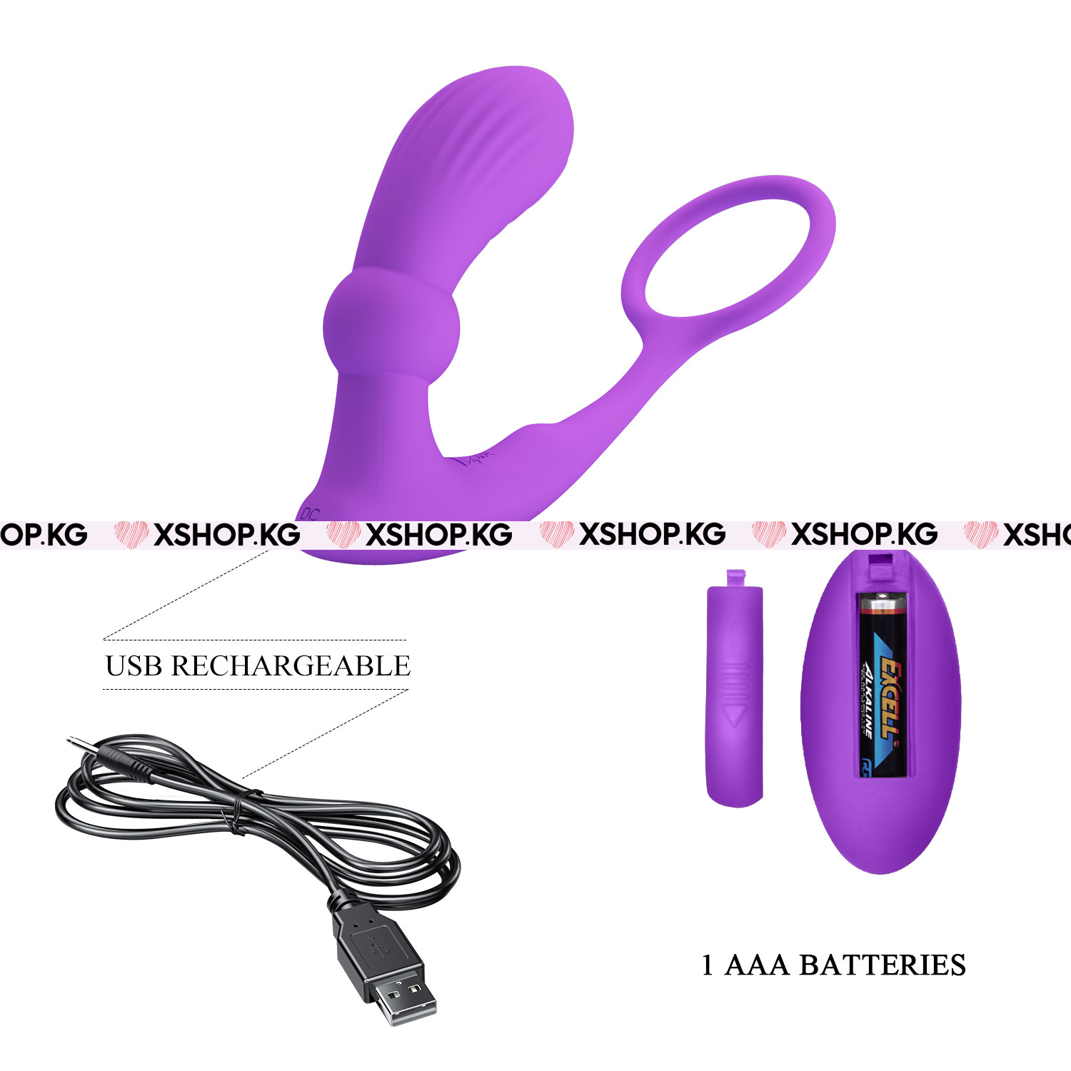 Эрекционное кольцо на член и анальный стимулятор с вибрацией и дистанционным пультом "Pretty Love Warren"