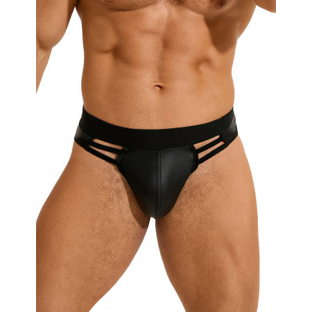 Мужские сексуальные виниловые черные плавки MP291