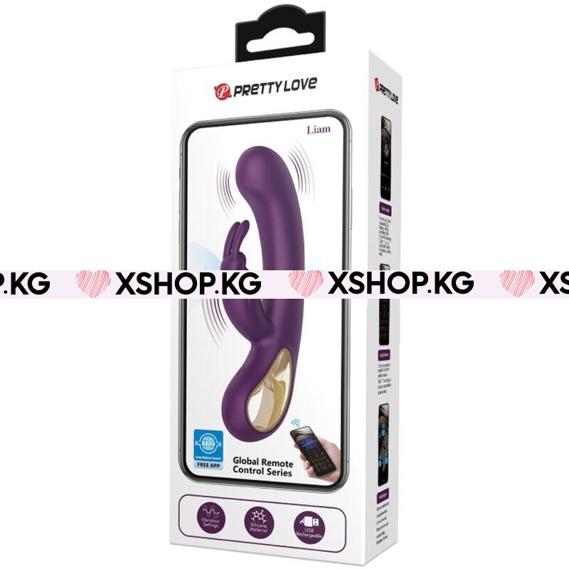 Вибратор с клиторальной стимуляцией, управляемый через телефон "Pretty Love Liam"