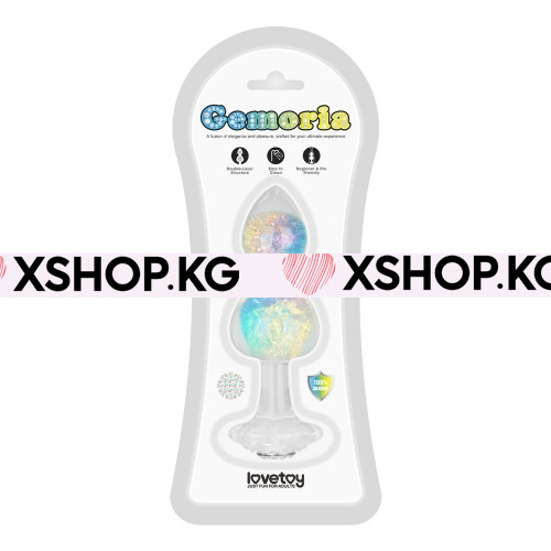 Анальная светящаяся силиконовая пробка со стразами "Gemoria"