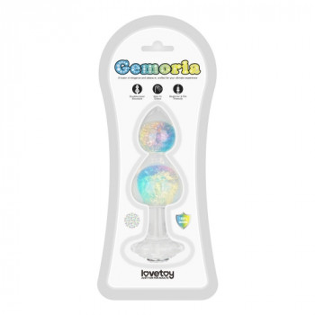 Анальная светящаяся силиконовая пробка со стразами "Gemoria"