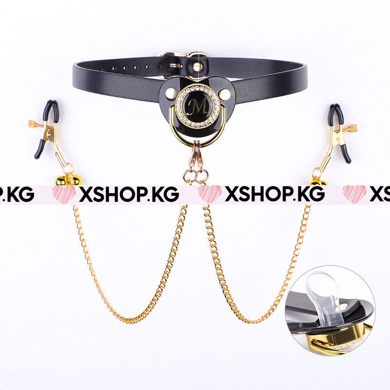 Кляп соска с зажимами на соски "М"