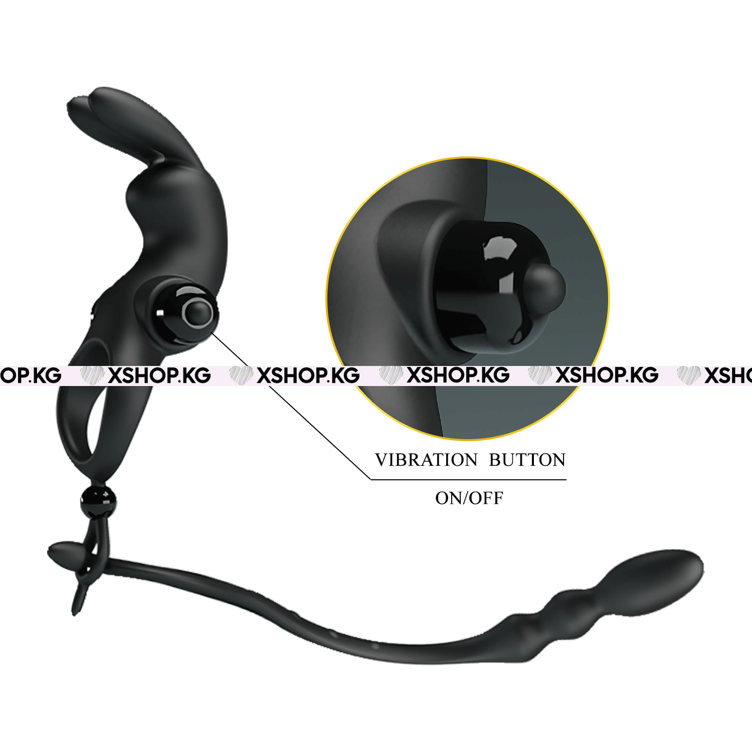 Эрекционное виброкольцо на член и рифленный анальный стимулятор "Pretty Love Penis sleeve 5"