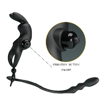 Эрекционное виброкольцо на член и рифленный анальный стимулятор "Pretty Love Penis sleeve 5"