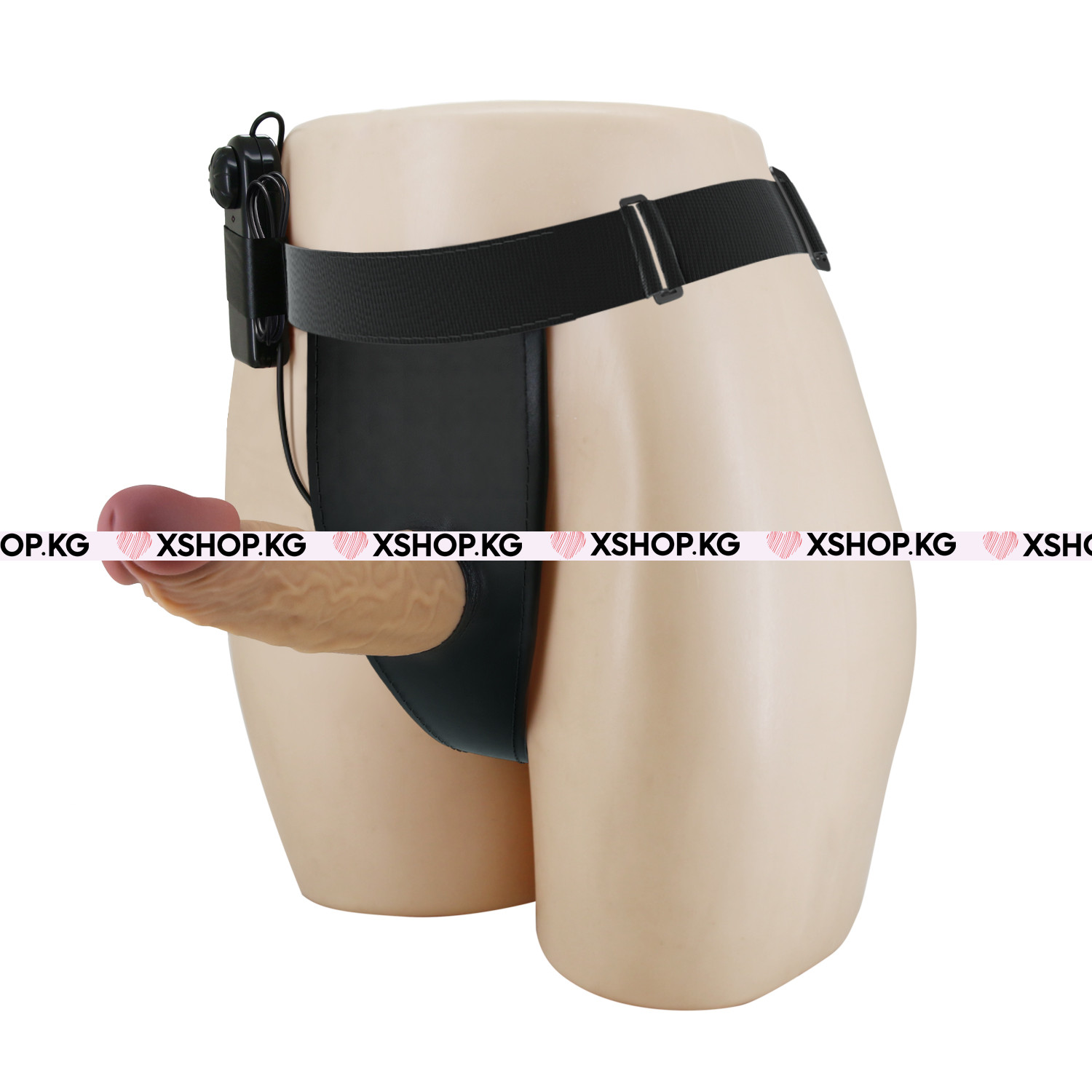 Мужской полый страпон с вибрацией и выносным пультом "Pretty Love Draven" 6,8"