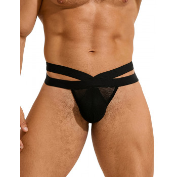 Мужские сексуальные сетчатые черные стринги MP258