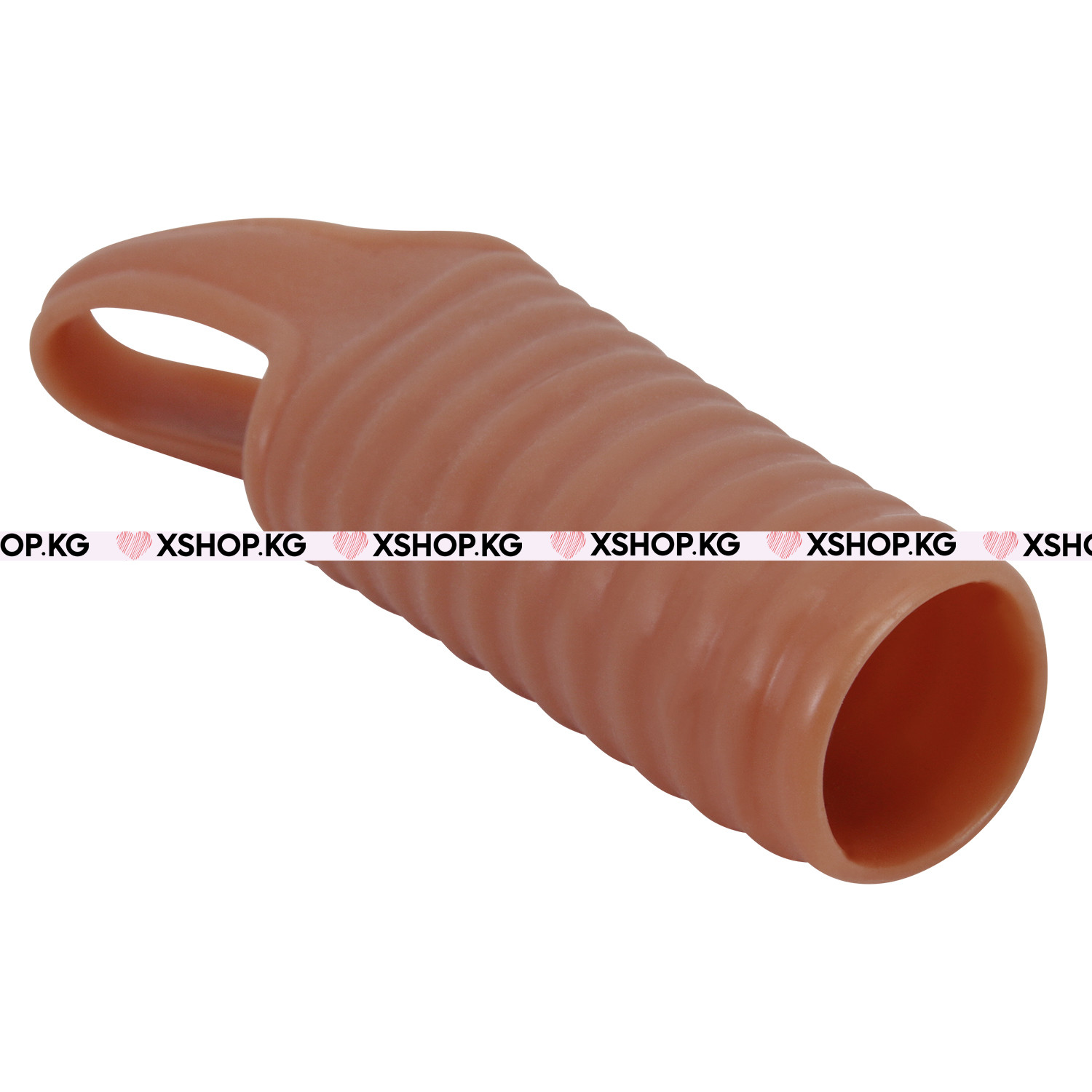 Стимулирующая Насадка на член с кольцом для мошонки и с открытой головкой "Pretty Love Hartman"