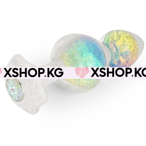 Анальная светящаяся силиконовая пробка со стразами "Gemoria"