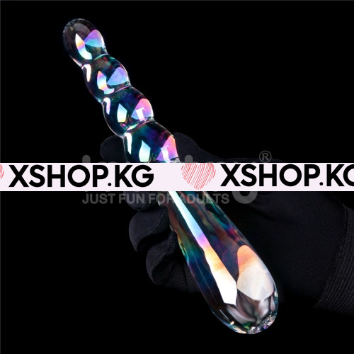 Универсальный стеклянный блестящий рельефный стимулятор "Twilight Gleam Rising Ripples" 