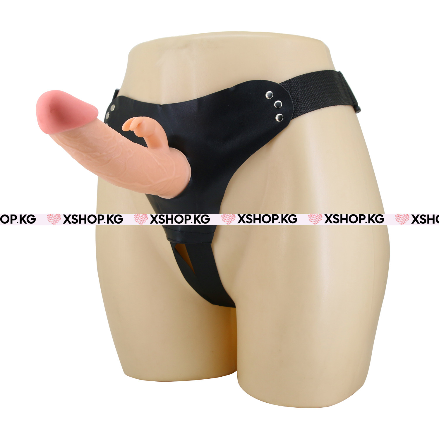 Мужской полый страпон с отростком для стимуляции клитора "Pretty Love Mavis" 7,4"