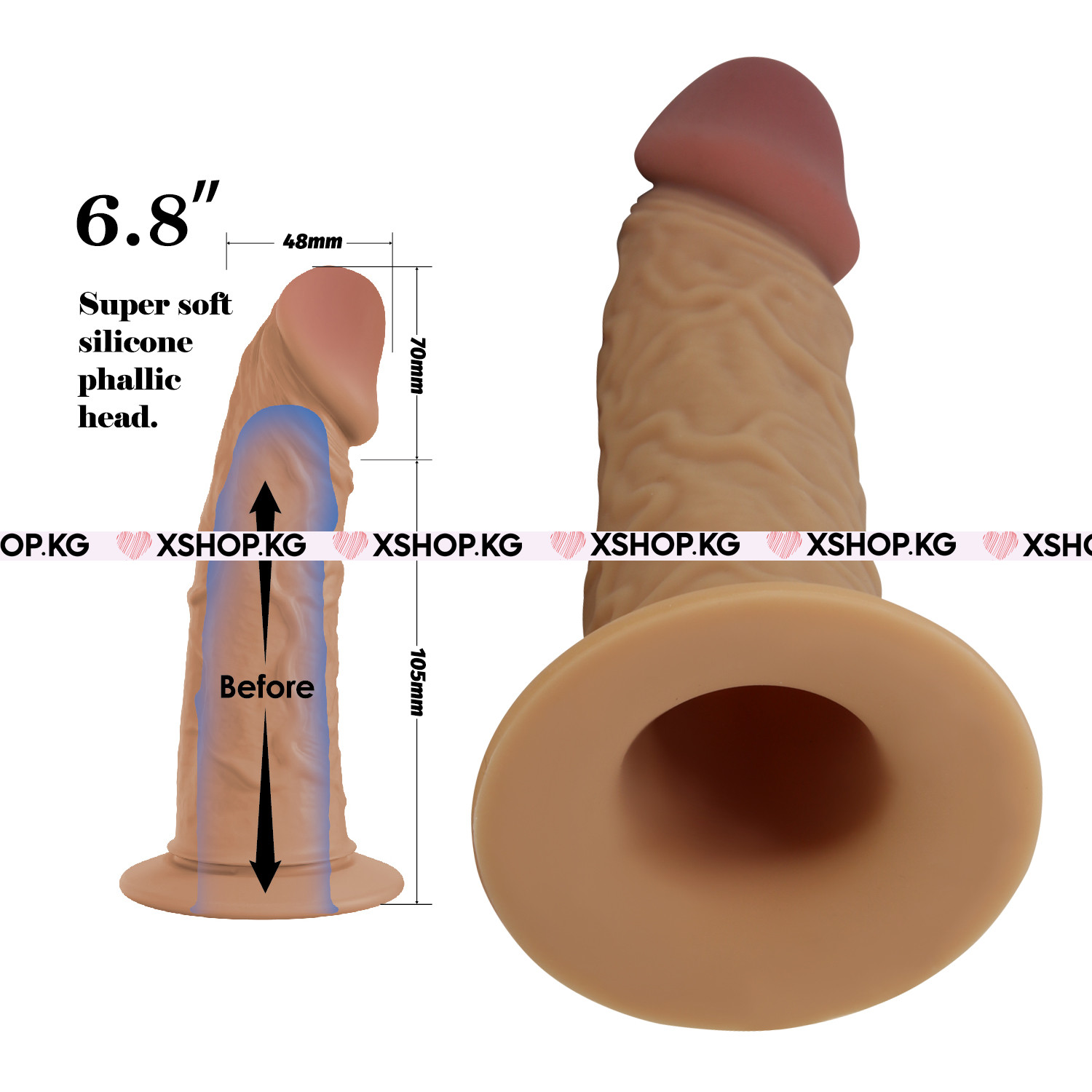 Мужской полый страпон с вибрацией и выносным пультом "Pretty Love Draven" 6,8"