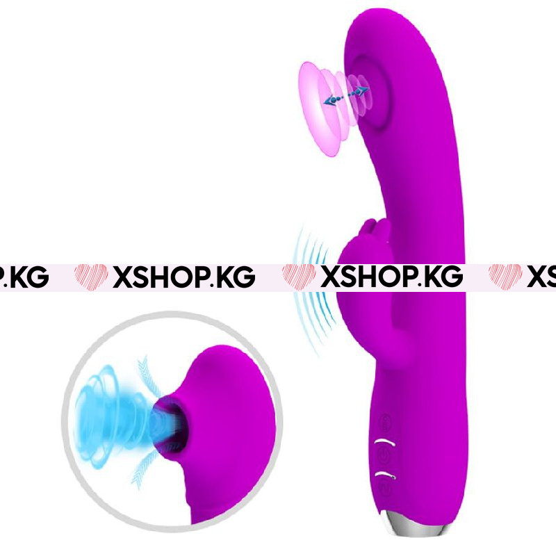 Перезаряжаемый Вибратор с пульсирующей головкой, со специальной насадкой и стимуляцией клитора "Pretty Love Regina"