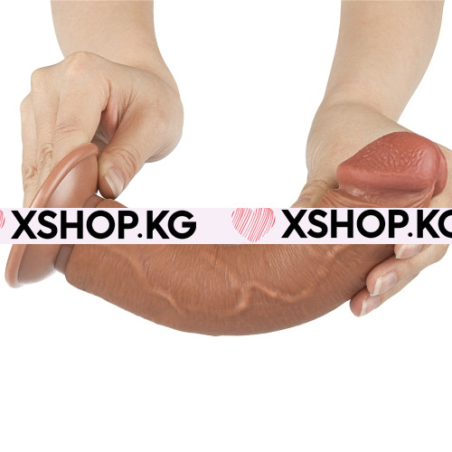 Двухслойный реалистичный фаллоимитатор со скользящей кожей на присоске без мошонки "Sliding skin 8'0"