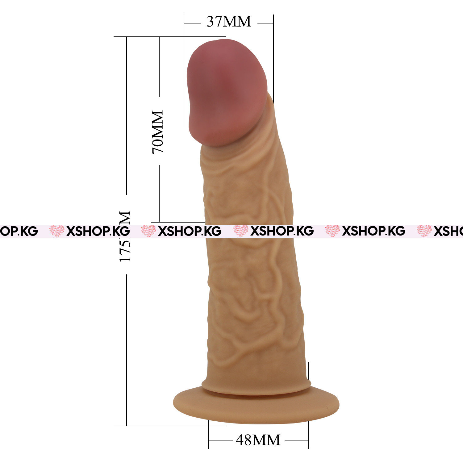 Мужской полый страпон с вибрацией и выносным пультом "Pretty Love Draven" 6,8"