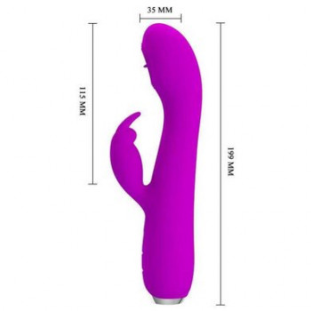 Вибратор со стимуляцией на головке в виде язычка и стимуляцией клитора "Pretty Love Rachel"