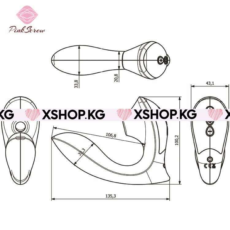 Вибратор с вакуумной стимуляцией клитора "Slimline"