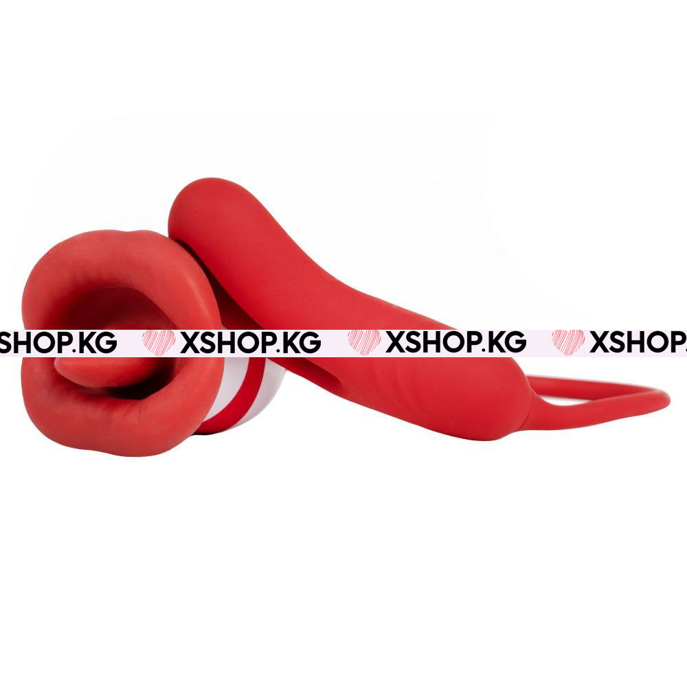 Крутой вибростимулятор в виде ротика язычком 2 в 1 "Romance Alyss"
