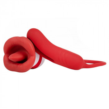 Крутой вибростимулятор в виде ротика язычком 2 в 1 "Romance Alyss"