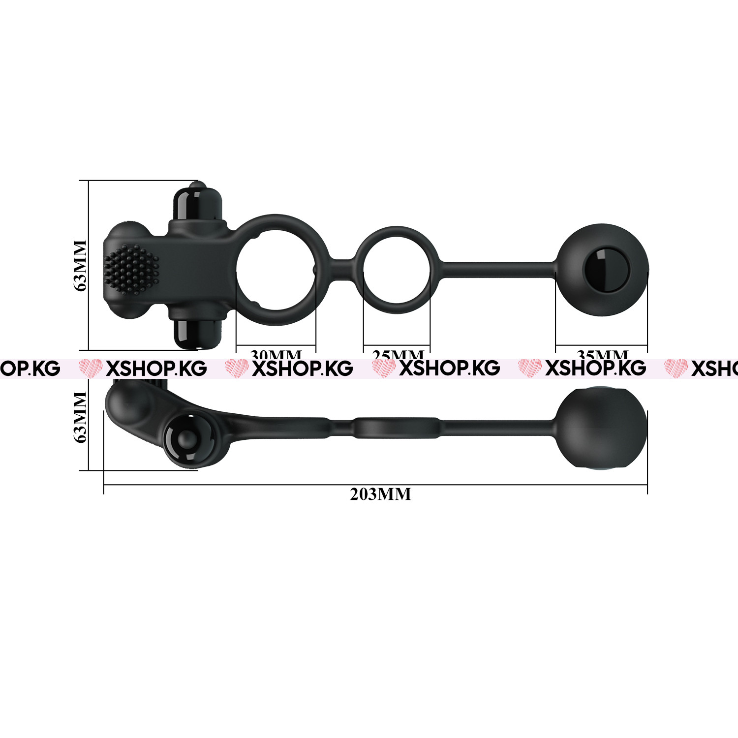 Эрекционное виброкольцо на член и анальный стимулятор в виде шарика "Pretty Love Penis sleeve 4"