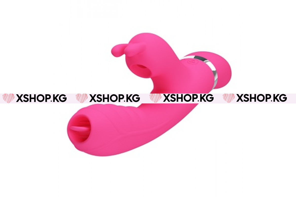 Вибратор с язычком для стимуляции точки G и с вакуумной стимуляцией клитора "Pretty Love Phoenix"