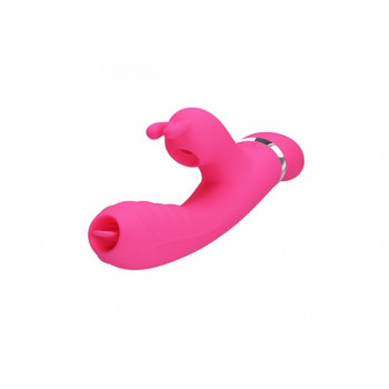 Вибратор с язычком для стимуляции точки G и с вакуумной стимуляцией клитора "Pretty Love Phoenix"