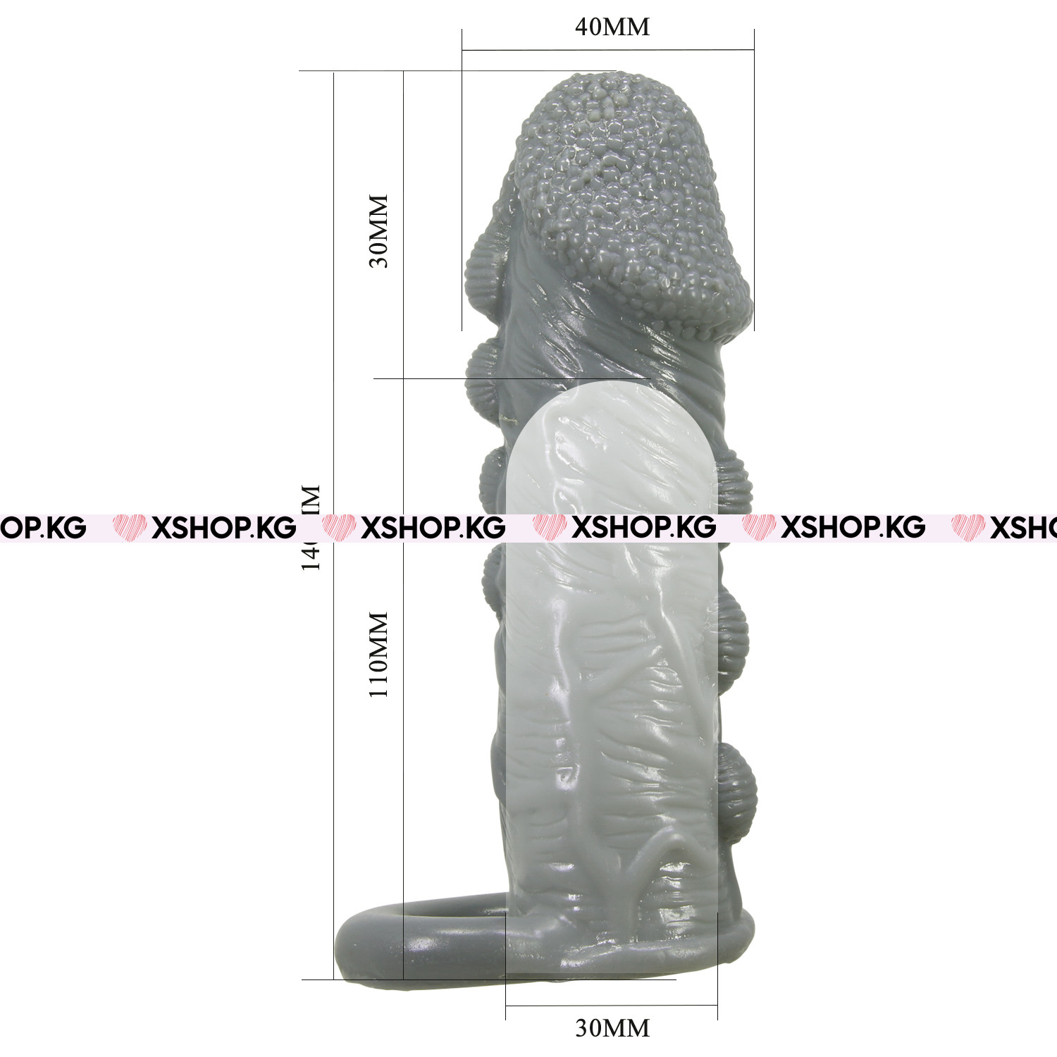 Насадка на член со стимуляцией и с кольцом для мошонки "Pretty Love Jaylen"