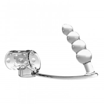 Стимулирующая Насадка на член с кольцом для мошонки, с открытой головкой и с рифленным анальным стимулятором "Pretty Love Rilley"