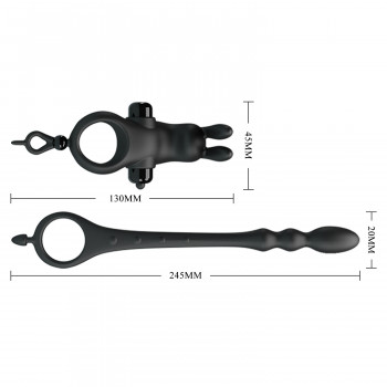 Эрекционное виброкольцо на член и рифленный анальный стимулятор "Pretty Love Penis sleeve 5"