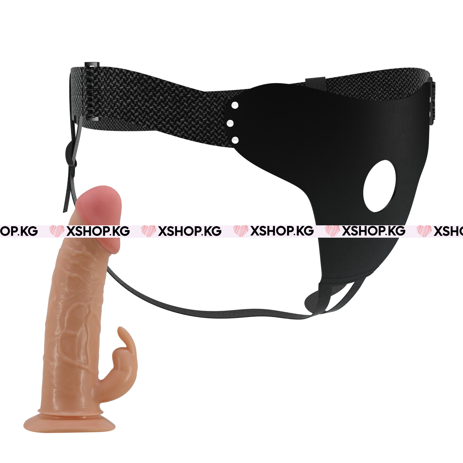 Мужской полый страпон с отростком для стимуляции клитора "Pretty Love Mavis" 7,4"