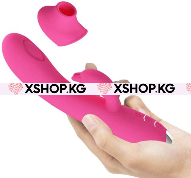 Перезаряжаемый Вибратор с пульсирующей головкой, со специальной насадкой и стимуляцией клитора "Pretty Love Regina"