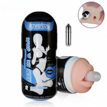 Миниатюрный Мастурбатор с вибрацией "Sex in a Can" 