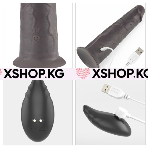 Афро-фаллоимитатор на присоске с вибрацией и ротацией и пультом управления "Nature Cock" 8''